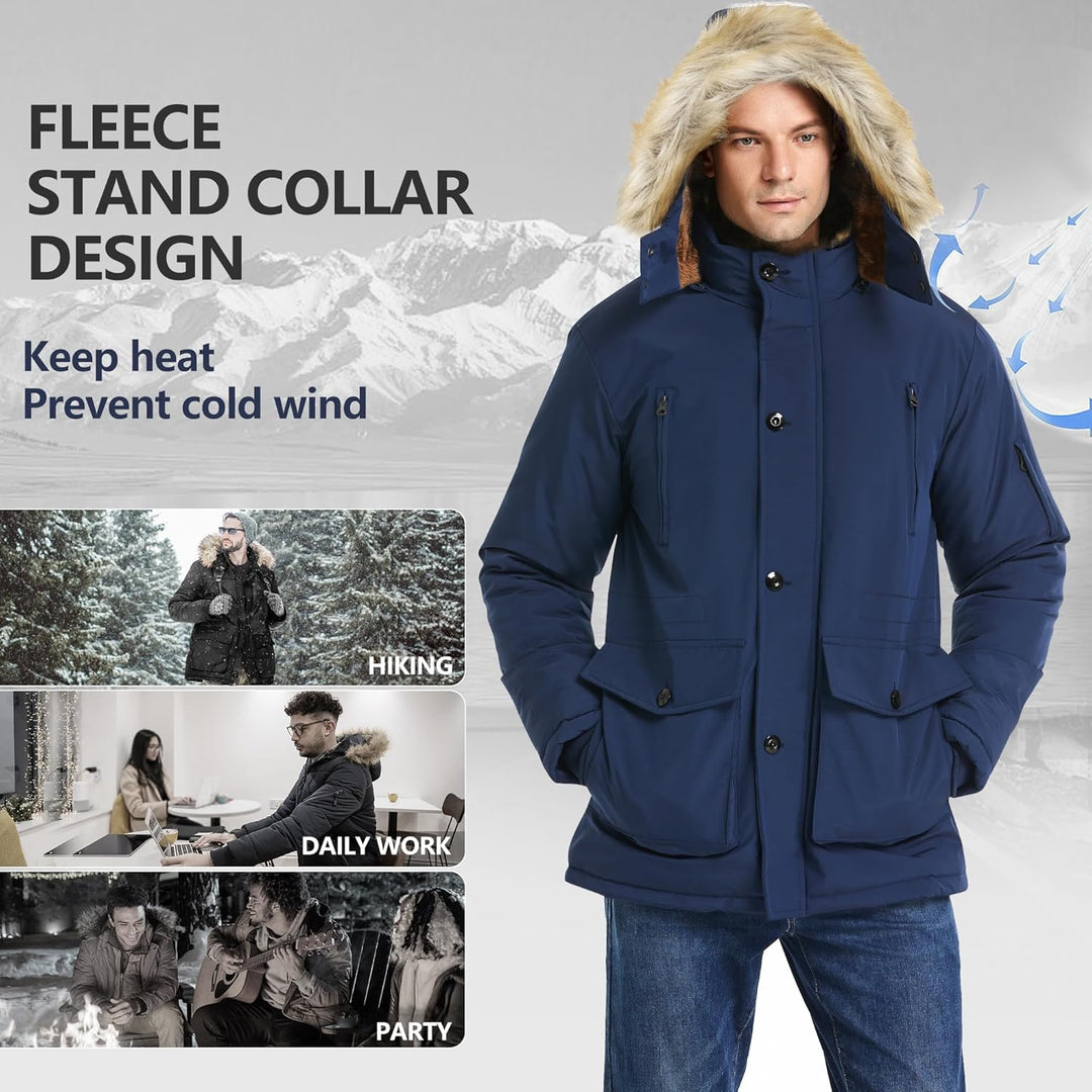 Gabriel Men's Winter Jacket with Detachable Hood-Black-S-State of Style