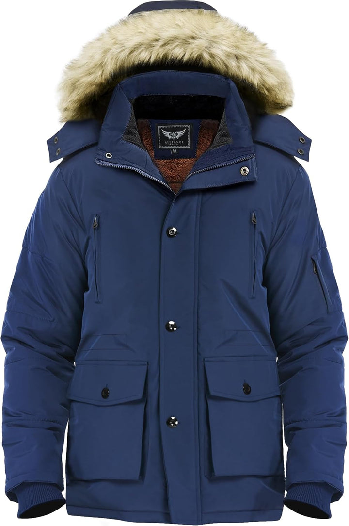 Gabriel Men's Winter Jacket with Detachable Hood-Black-S-State of Style