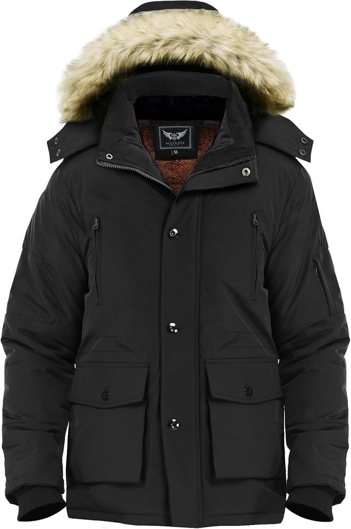 Gabriel Men's Winter Jacket with Detachable Hood-Black-S-State of Style