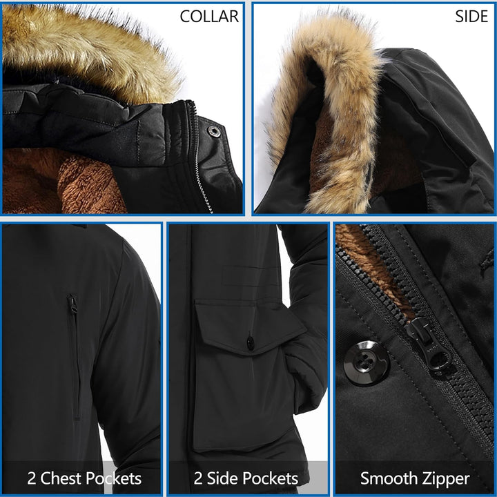 Gabriel Men's Winter Jacket with Detachable Hood-Black-S-State of Style