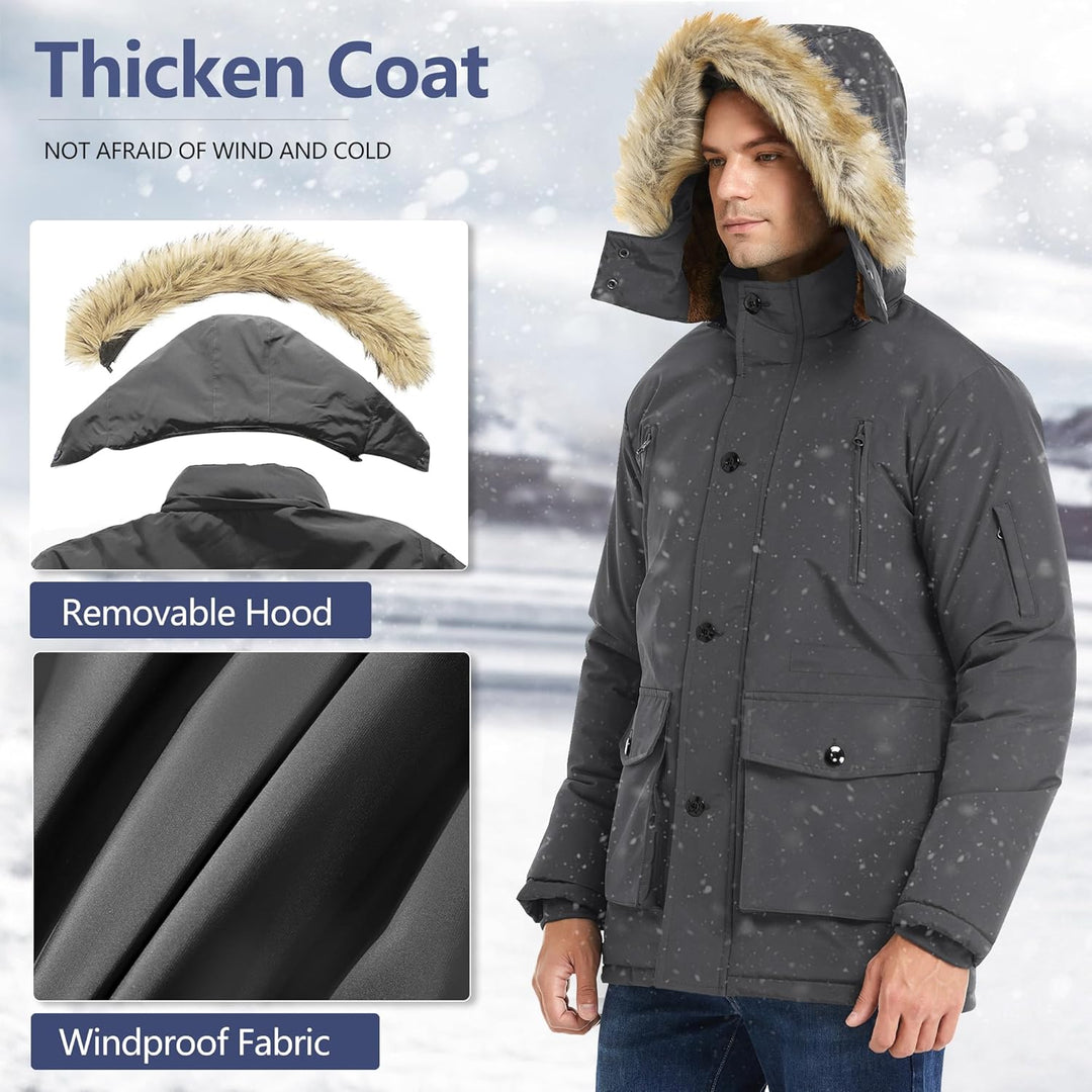Gabriel Men's Winter Jacket with Detachable Hood-Black-S-State of Style