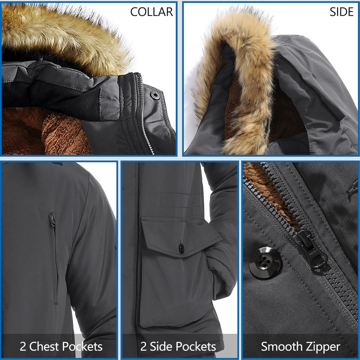 Gabriel Men's Winter Jacket with Detachable Hood-Black-S-State of Style