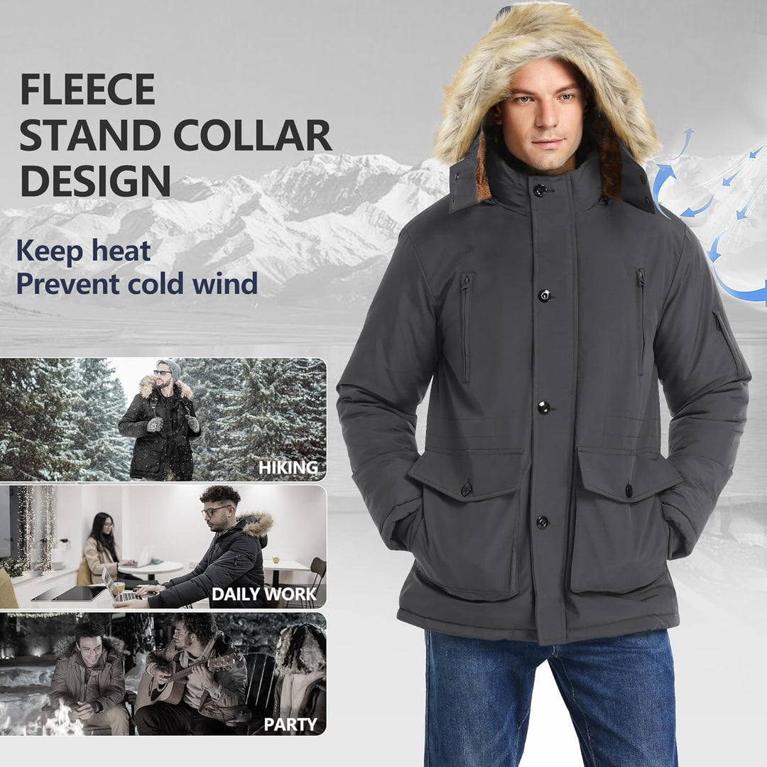 Gabriel Men's Winter Jacket with Detachable Hood-Black-S-State of Style