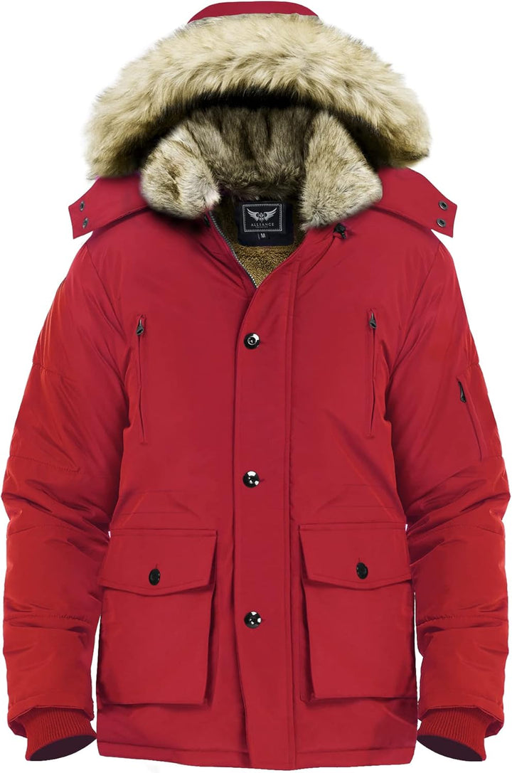 Gabriel Men's Winter Jacket with Detachable Hood-Red-S-State of Style