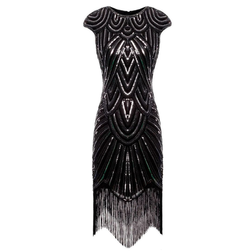 Gatsby Style Glitter Dress | 1920s Inspired-Black-S-State of Style