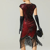 Gatsby Style Glitter Dress | 1920s Inspired-Burgundy-S-State of Style