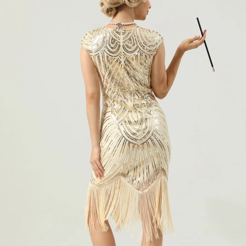 Gatsby Style Glitter Dress | 1920s Inspired-Burgundy-S-State of Style