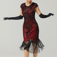 Gatsby Style Glitter Dress | 1920s Inspired-Burgundy-S-State of Style