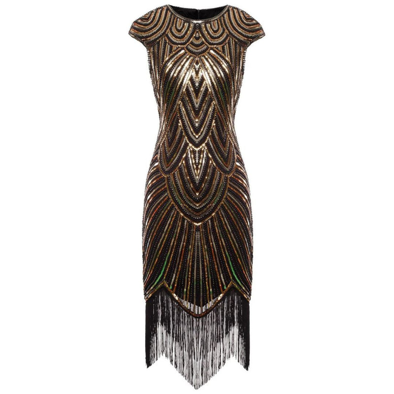 Gatsby Style Glitter Dress | 1920s Inspired-Gold-S-State of Style
