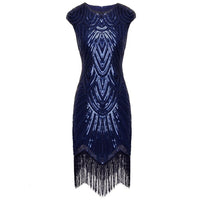 Gatsby Style Glitter Dress | 1920s Inspired-Royal Blue-S-State of Style