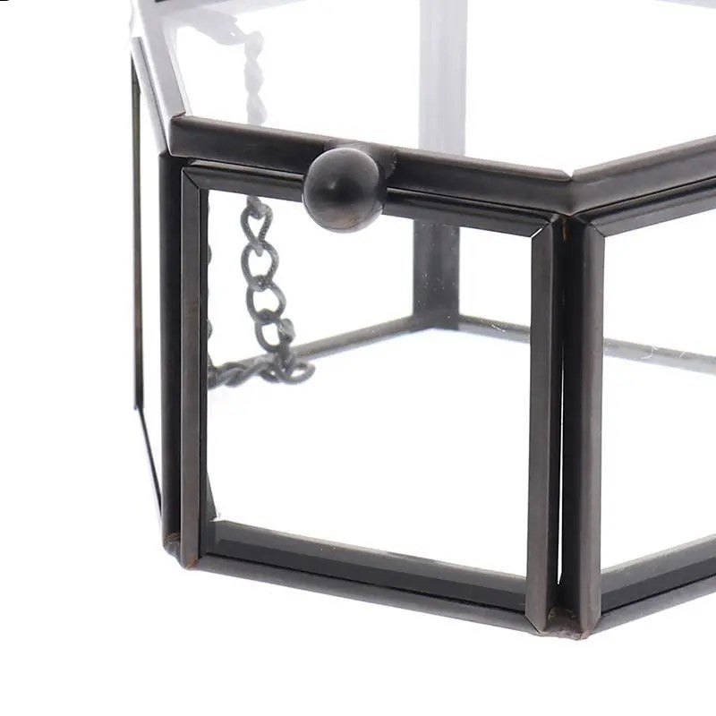 Geometric Clear Glass Jewellery Box | Modern Storage Solution-HEXAGON-GOLD-State of Style