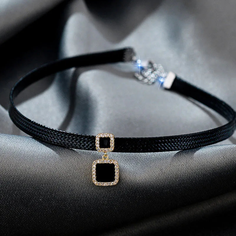 Geometric Crystal Necklace | Elegant Design-BLACK SQUARE-State of Style
