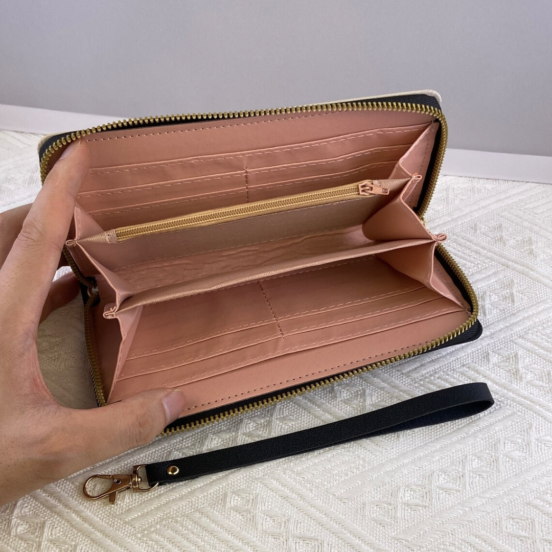 Geometric Long Wallet – Stylish & Functional PU Leather Purse-Black-State of Style
