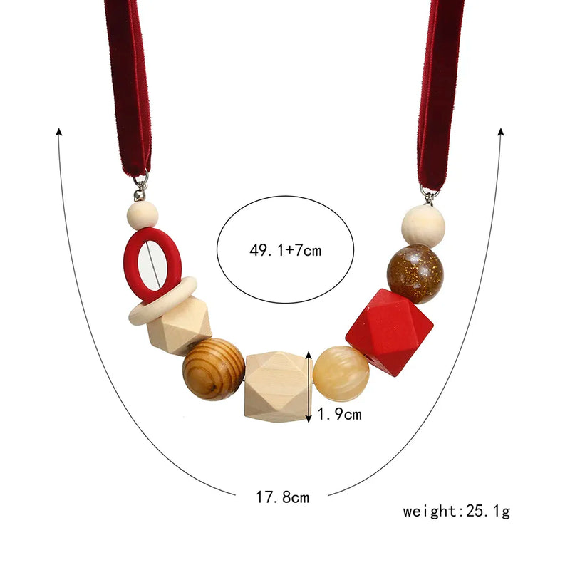 Geometric Pearl Wood Necklace | Modern Design-PURPLE-State of Style