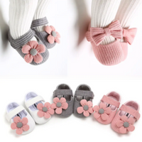 Girls Baby Booties - StarSteppers-0-6 Months-Black Flowers-State of Style
