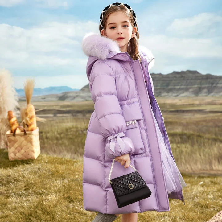 Girls' Winter Coat – Elina-Purple-120 cm-State of Style