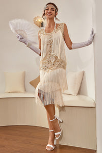 Glamorous 1920s Charleston Dress - Amelia-Champagne-S-State of Style