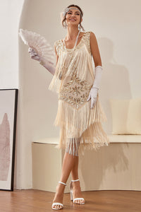 Glamorous 1920s Charleston Dress - Amelia-Champagne-S-State of Style