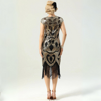 Glamorous 1920s Sequin Dress with Fringe | Party Ready-Black & Green-S-State of Style