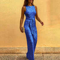 Glamorous Glitter Jumpsuit - Celeste-Blue-S-State of Style