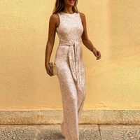 Glamorous Glitter Jumpsuit - Celeste-Champagne Gold-S-State of Style