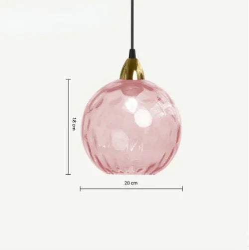 Glass Ball Pendant Lamp - LumiSphere-Pink-Cold White-State of Style