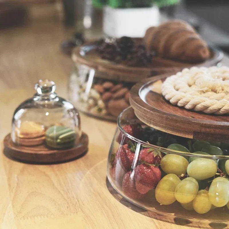 Glass Bowl with Wooden Lid - NatureLux-State of Style
