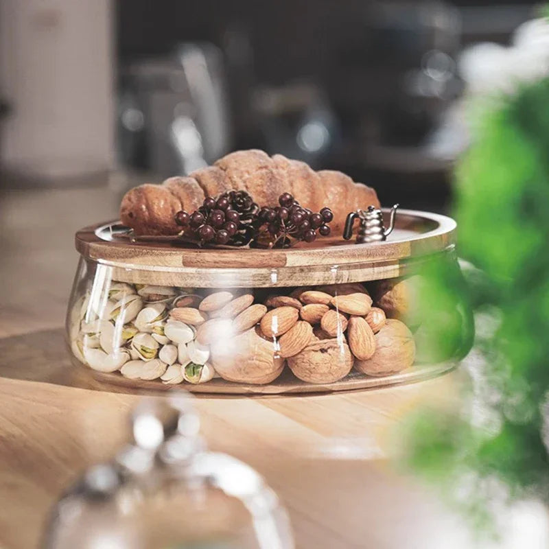 Glass Bowl with Wooden Lid - NatureLux-State of Style