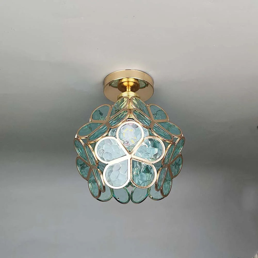 Glass Flower Ceiling Lamp - FloraGlow-Green-D20*H25 cm-State of Style