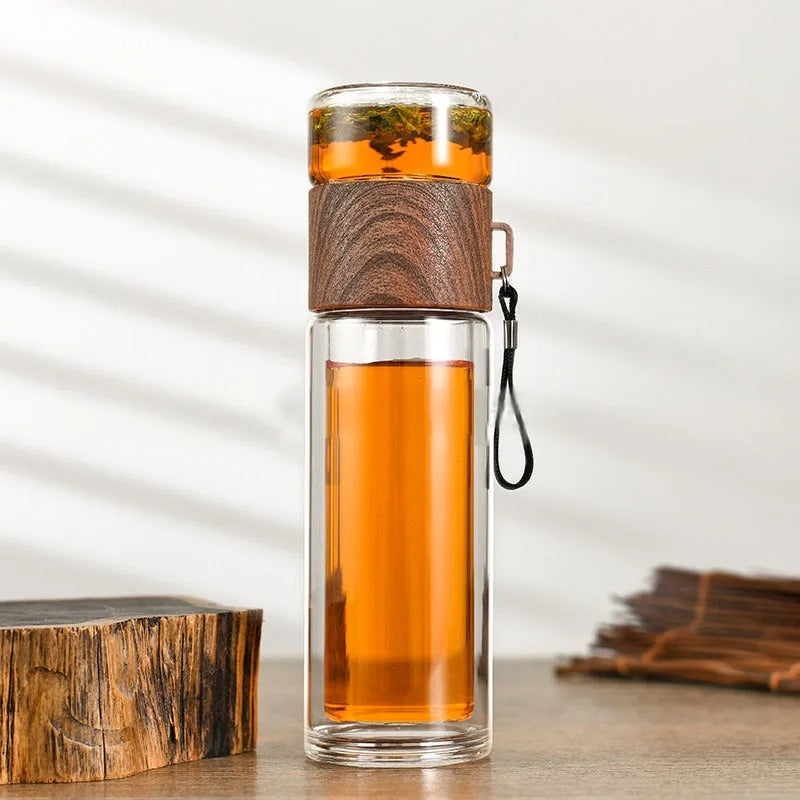 Glass Keeping Warm Bottle - ClearTherm-Wood-State of Style