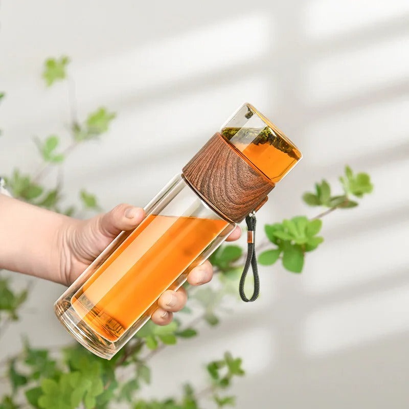 Glass Keeping Warm Bottle - ClearTherm-Wood-State of Style