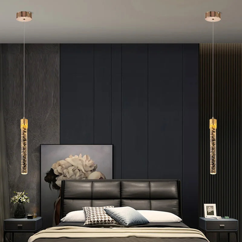 Glass Pendant Lamp in Cylindrical Shape - Lustreau-Gold-1 lamp-State of Style