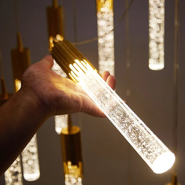 Glass Pendant Lamp in Cylindrical Shape - Lustreau-Gold-1 lamp-State of Style
