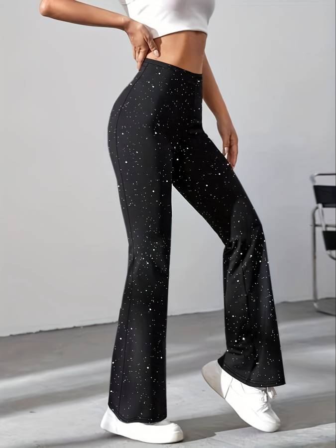 Glitter Flared Women’s Pants - Sophie-S-Black-State of Style