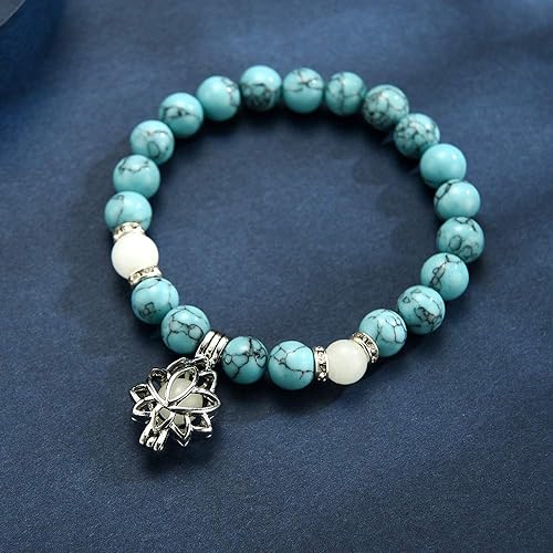 Glow-in-the-Dark Lotus Bracelet | Elegant Women's Jewellery-Blue-Aqua-State of Style