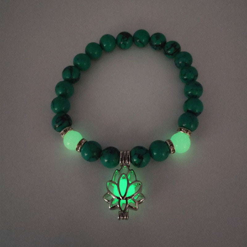 Glow-in-the-Dark Lotus Bracelet | Elegant Women's Jewellery-Blue-Aqua-State of Style