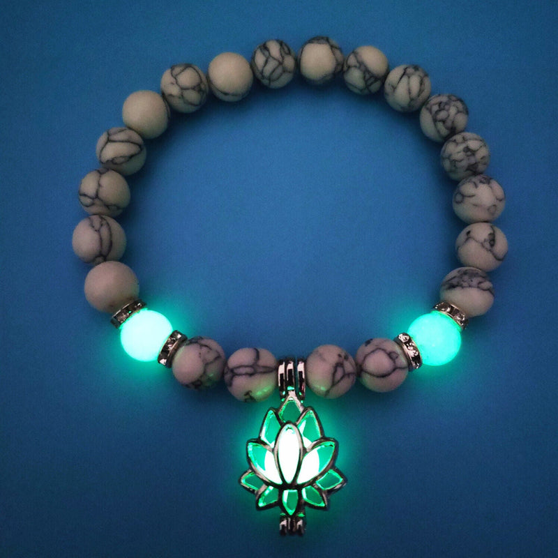 Glow-in-the-Dark Lotus Bracelet | Elegant Women's Jewellery-Blue-Aqua-State of Style