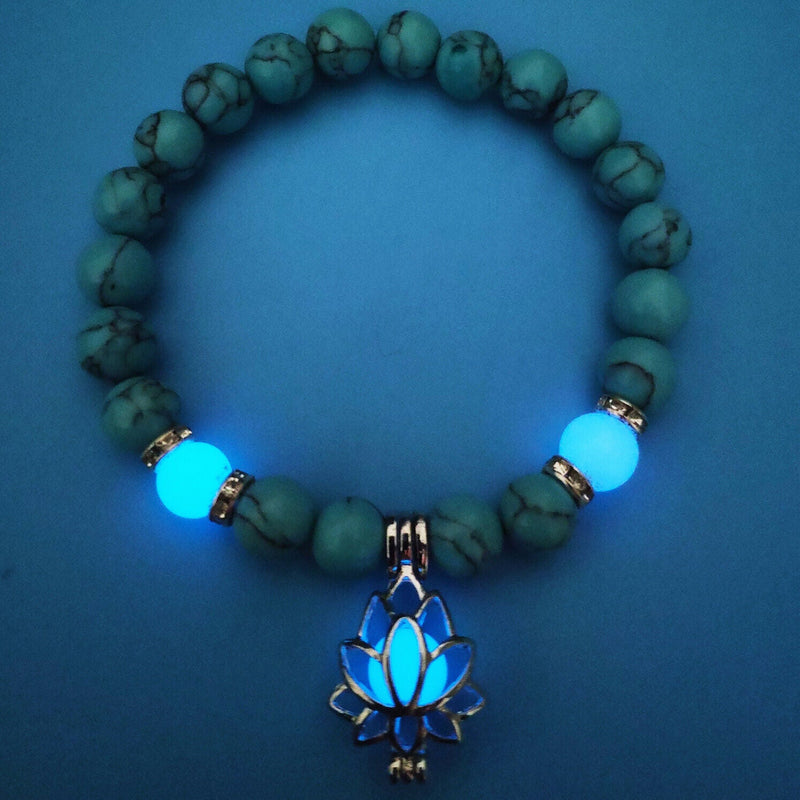 Glow-in-the-Dark Lotus Bracelet | Elegant Women's Jewellery-Blue-Aqua-State of Style