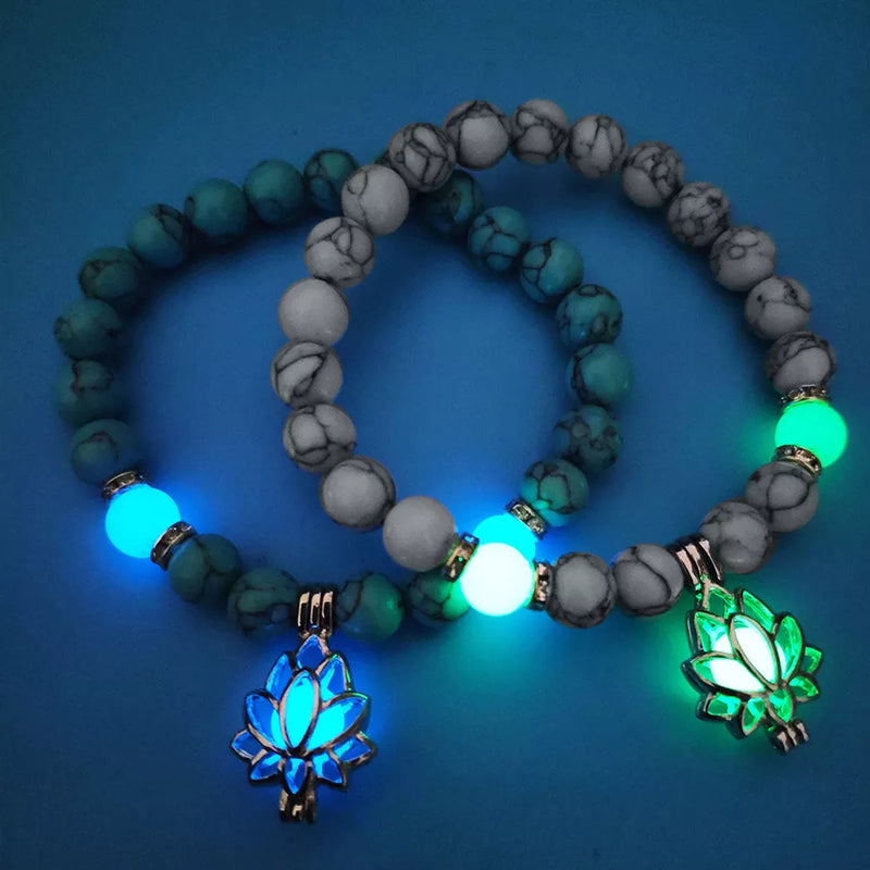 Glow-in-the-Dark Lotus Bracelet | Elegant Women's Jewellery-Blue-Aqua-State of Style