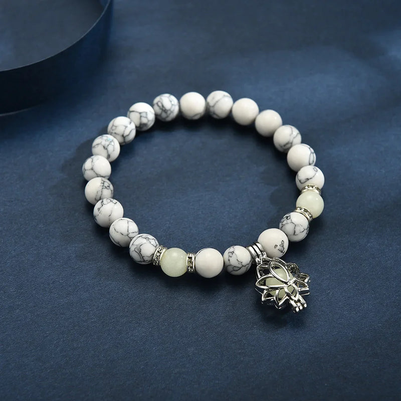 Glow-in-the-Dark Lotus Bracelet | Elegant Women's Jewellery-Blue-Aqua-State of Style