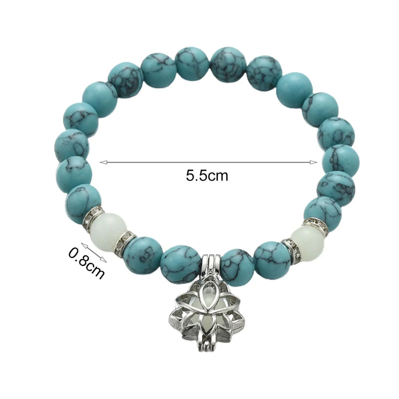 Glow-in-the-Dark Lotus Bracelet | Elegant Women's Jewellery-Blue-Aqua-State of Style