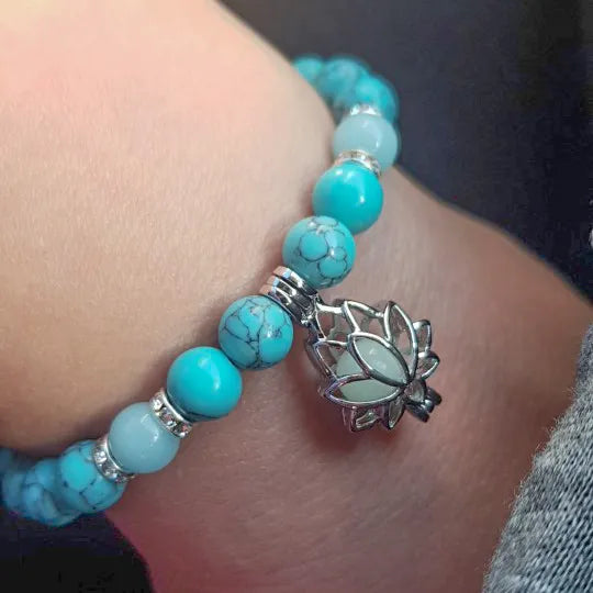 Glow-in-the-Dark Lotus Bracelet | Elegant Women's Jewellery-Blue-Aqua-State of Style