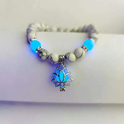 Glow-in-the-Dark Lotus Bracelet | Elegant Women's Jewellery-White-Blue-State of Style