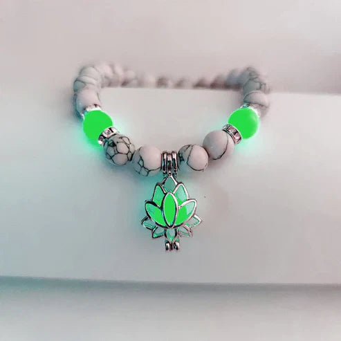 Glow-in-the-Dark Lotus Bracelet | Elegant Women's Jewellery-White-Green-State of Style
