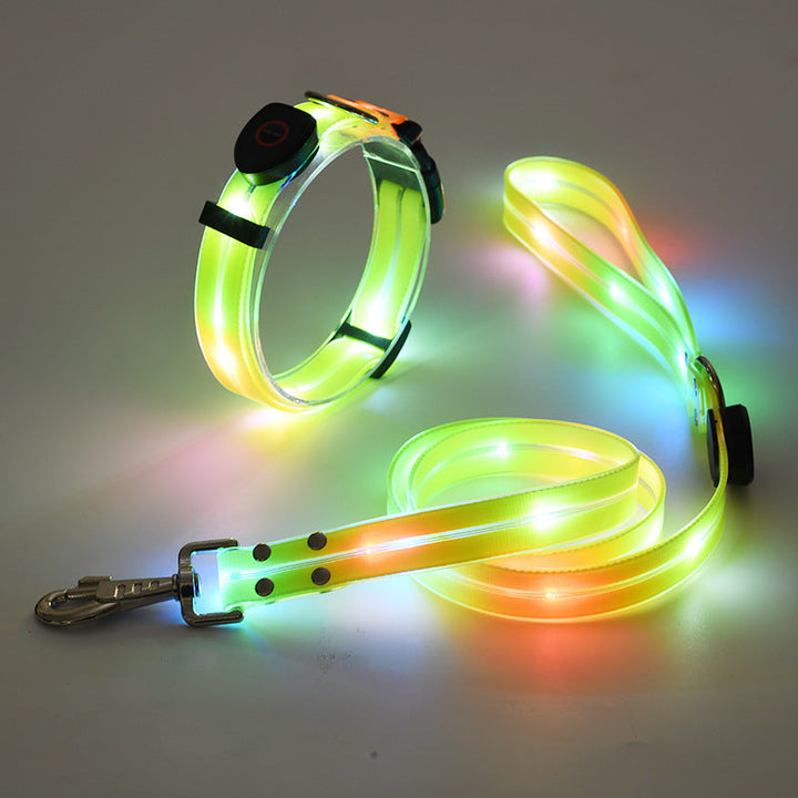 Glowing LED Dog Collar with Leash - NightBright-Yellow-State of Style