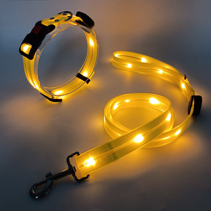 Glowing LED Dog Collar with Leash - NightBright-Yellow-State of Style