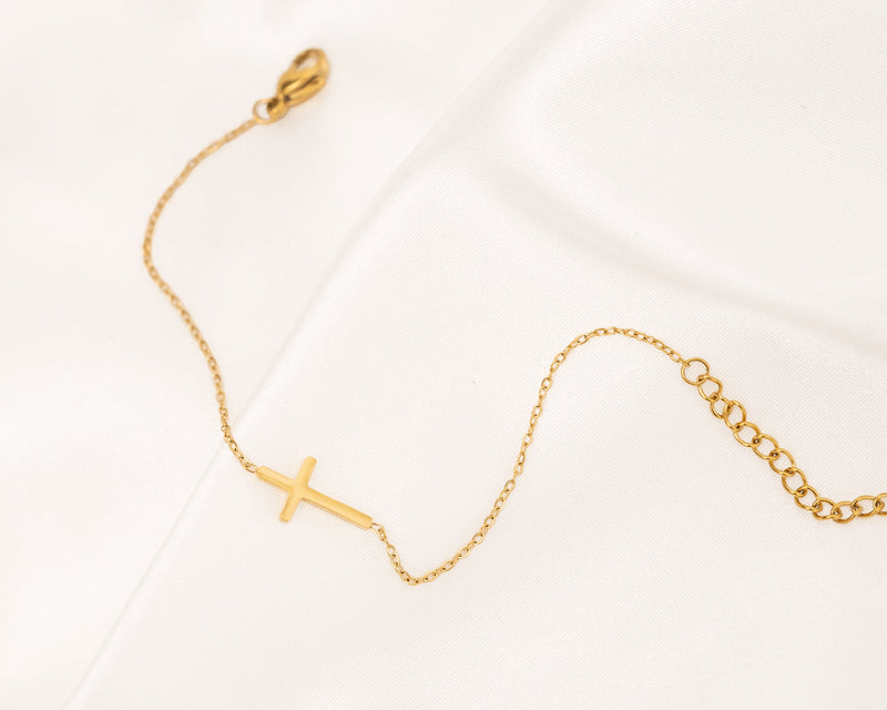 Gold and Silver Cross Bracelet | Women's Stylish Jewellery-Gold-plated-State of Style