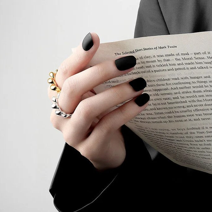 Gold Croissant Ring | Unique Textured Band-GOLD-State of Style