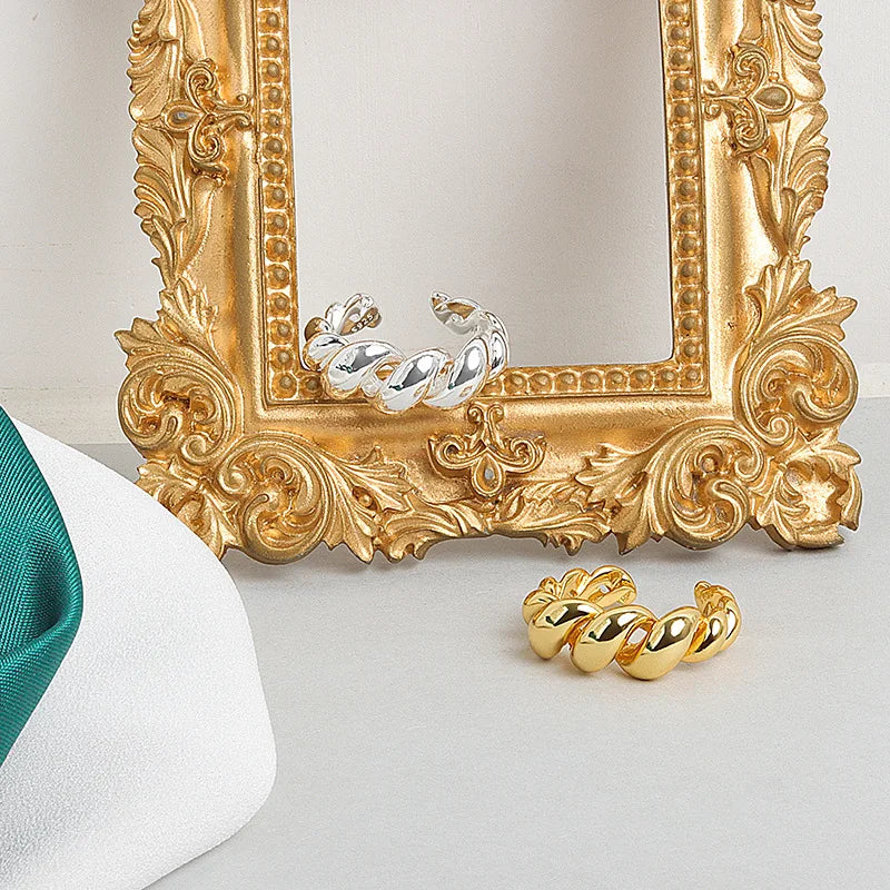 Gold Croissant Ring | Unique Textured Band-GOLD-State of Style