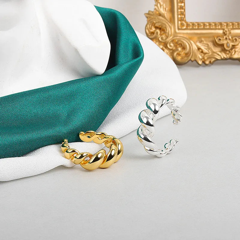 Gold Croissant Ring | Unique Textured Band-GOLD-State of Style